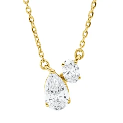 Collier aus 750 Gold Gelbgold 2 Diamanten 0,39ct TW-SI L:45cm