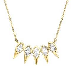 Collier aus 750 Gold Gelbgold 5 Diamanten 0,75ct TW-SI L:45cm Zarge