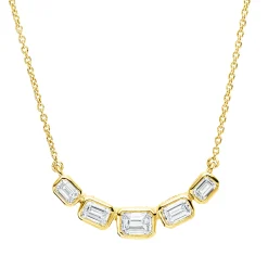 Collier aus 750 Gold Gelbgold 5 Diamanten 0,79ct TW-SI L:45cm Zarge