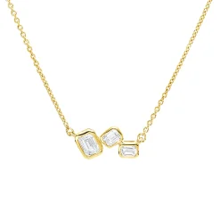 Collier aus 750 Gold Gelbgold 3 Diamanten 0,4ct TW-SI L:45cm Zarge