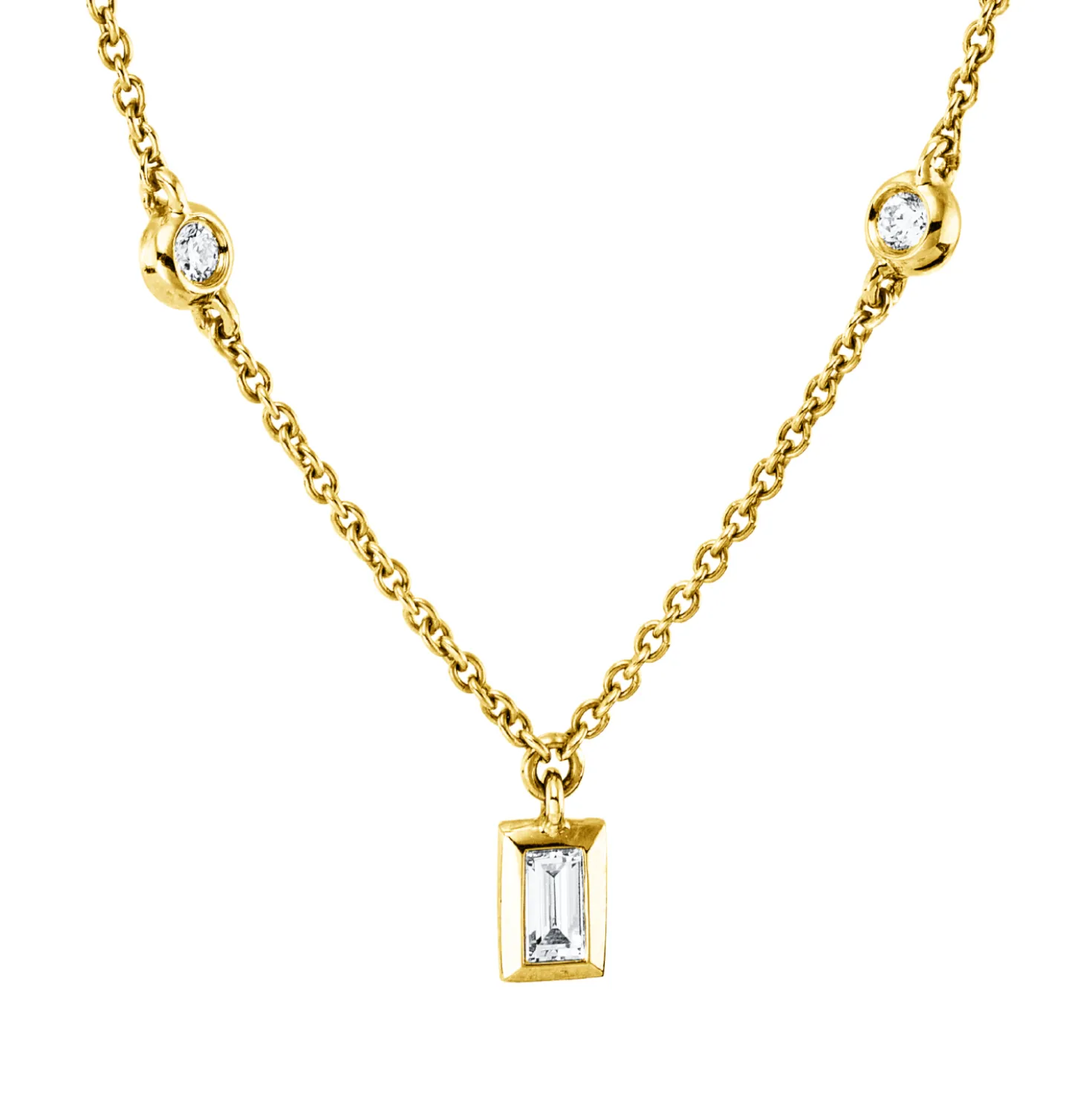 Collier aus 750 Gold Gelbgold 9 Diamanten 0,53ct W-SI L:45cm