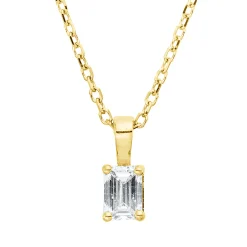 Collier aus 750 Gold Gelbgold Diamant Smaragd-Schliff 0,2ct TW-SI 4er-Krappe