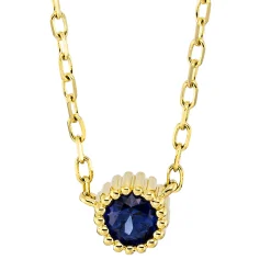 Collier aus 750 Gold Gelbgold Saphir 0,19ct blau L:45,7cm
