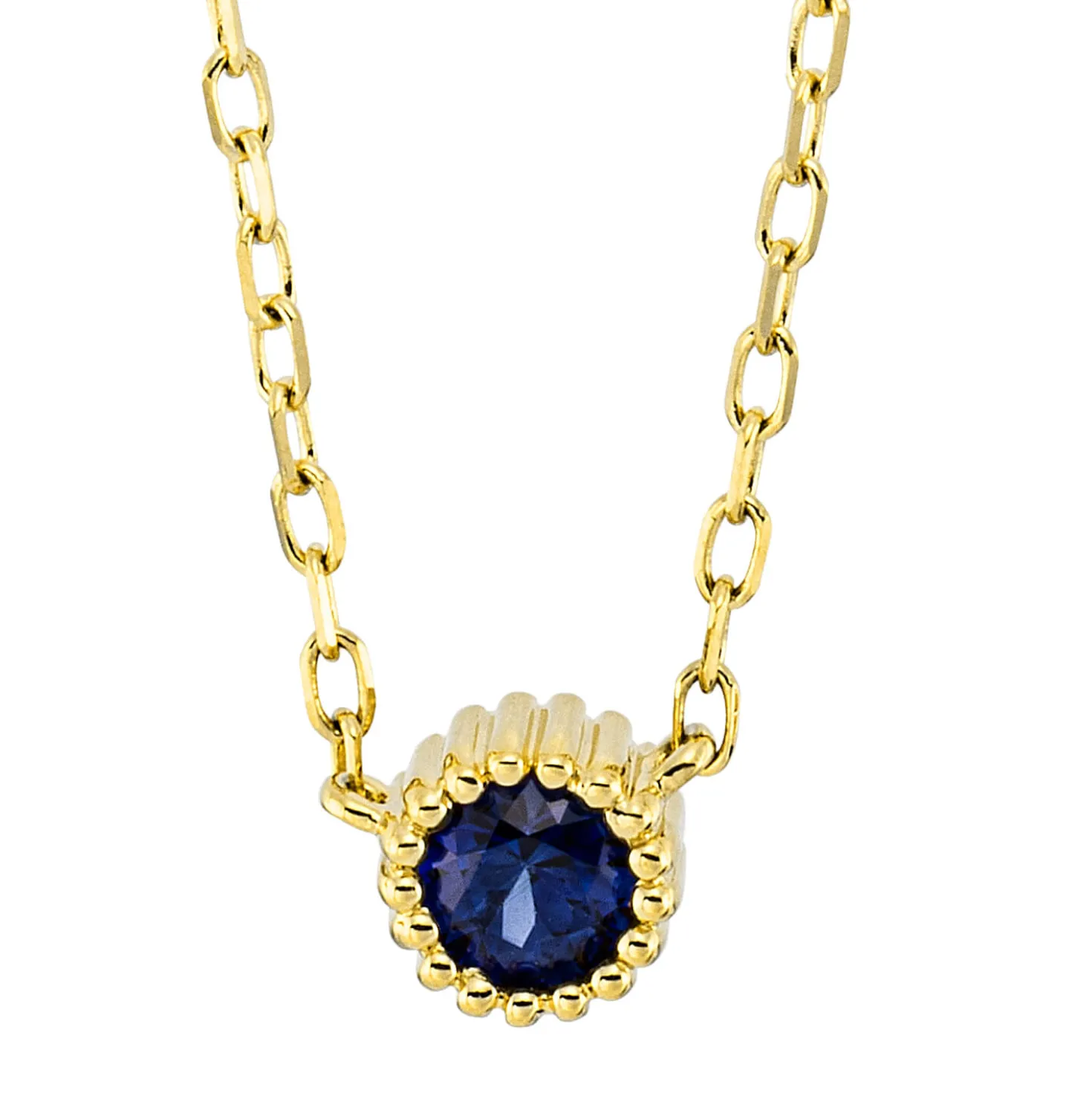 Collier aus 750 Gold Gelbgold Saphir 0,19ct blau L:45,7cm
