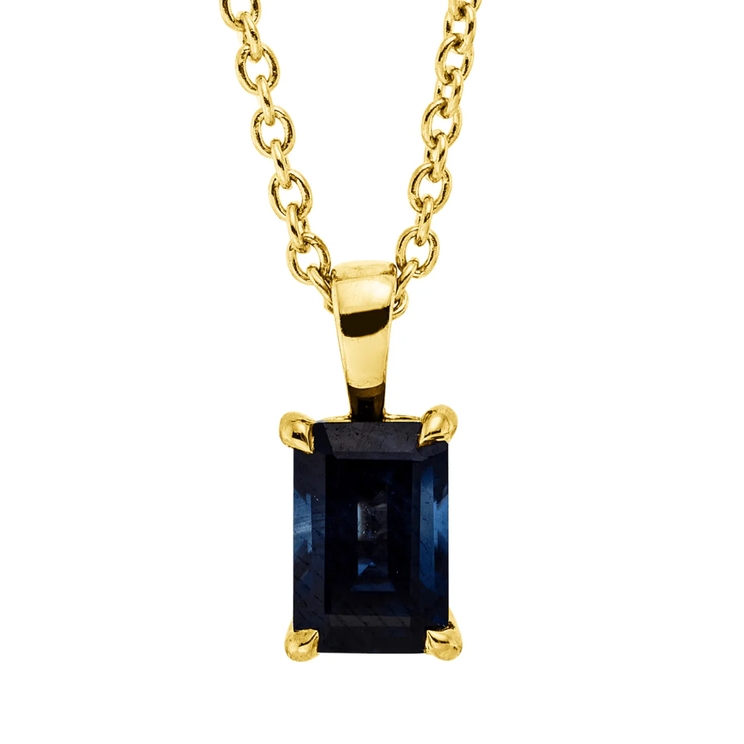 Collier aus 750 Gold Gelbgold Saphir 0,78ct blau L:45cm 4er-Krappe