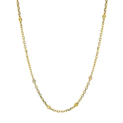 Collier aus 750 Gold Gelbgold 12 Saphire 0,4ct mehrfarbig L:43,2cm