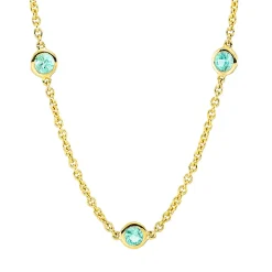 Collier aus 750 Gold Gelbgold 13 Smaragde 1,3ct grün L:45cm Zarge
