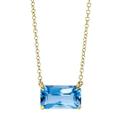 Collier aus 750 Gold Gelbgold Topas 2,4ct blau L:43,2cm
