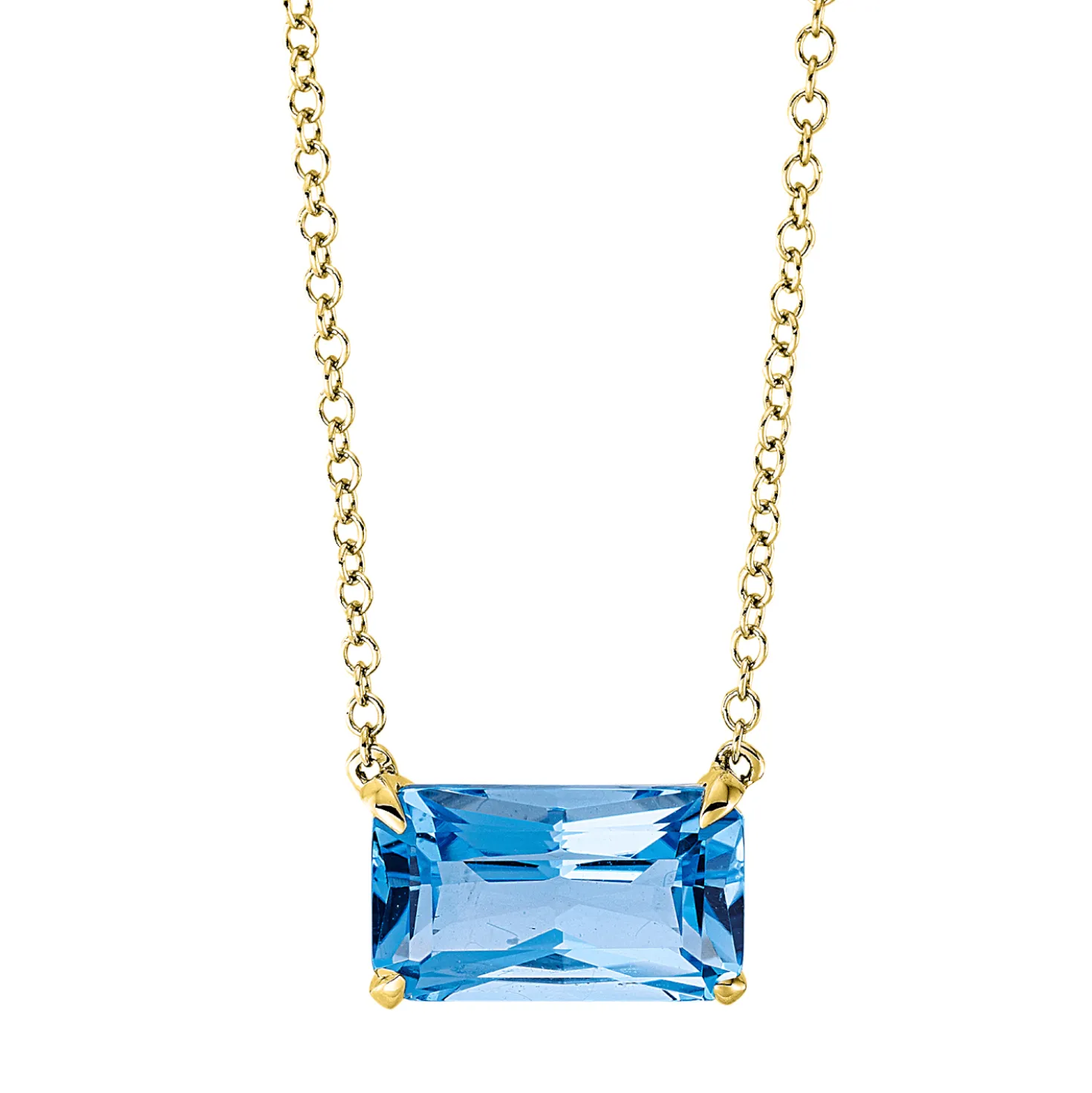 Collier aus 750 Gold Gelbgold Topas 2,4ct blau L:43,2cm