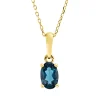 Collier aus 750 Gold Gelbgold Topas 0,56ct London Blue L:45cm 4er-Krappe