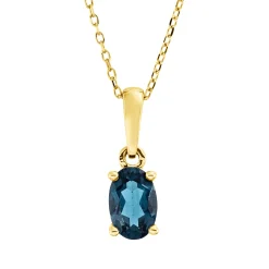 Collier aus 750 Gold Gelbgold Topas 0,56ct London Blue L:45cm 4er-Krappe