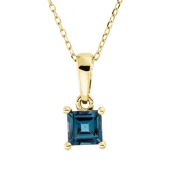Collier aus 750 Gold Gelbgold Topas 0,42ct London Blue L:45cm 4er-Krappe