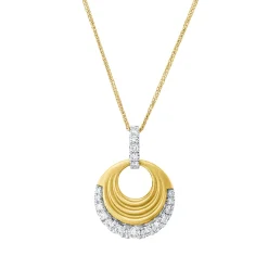 Collier aus 585 Gold gelb/weiß 18 Diamanten 0,33ct TW-PI L:45cm mattiert