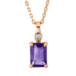 Collier aus 750 Gold Rotgold 2 Amethyste 0,81ct lila L:45cm 4er-Krappe