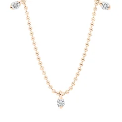 Collier aus 750 Gold Rotgold 3 Brillanten 0,09ct TLB-SI L:46cm