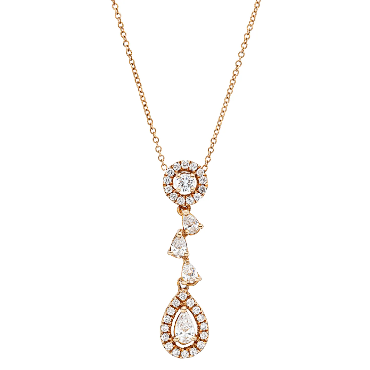 Collier aus 750 Gold Rotgold 34 Diamanten 0,54ct L:45,7cm