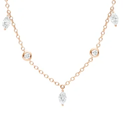 Collier aus 750 Gold Rotgold 11 Diamanten 1,19ct L:40,6cm