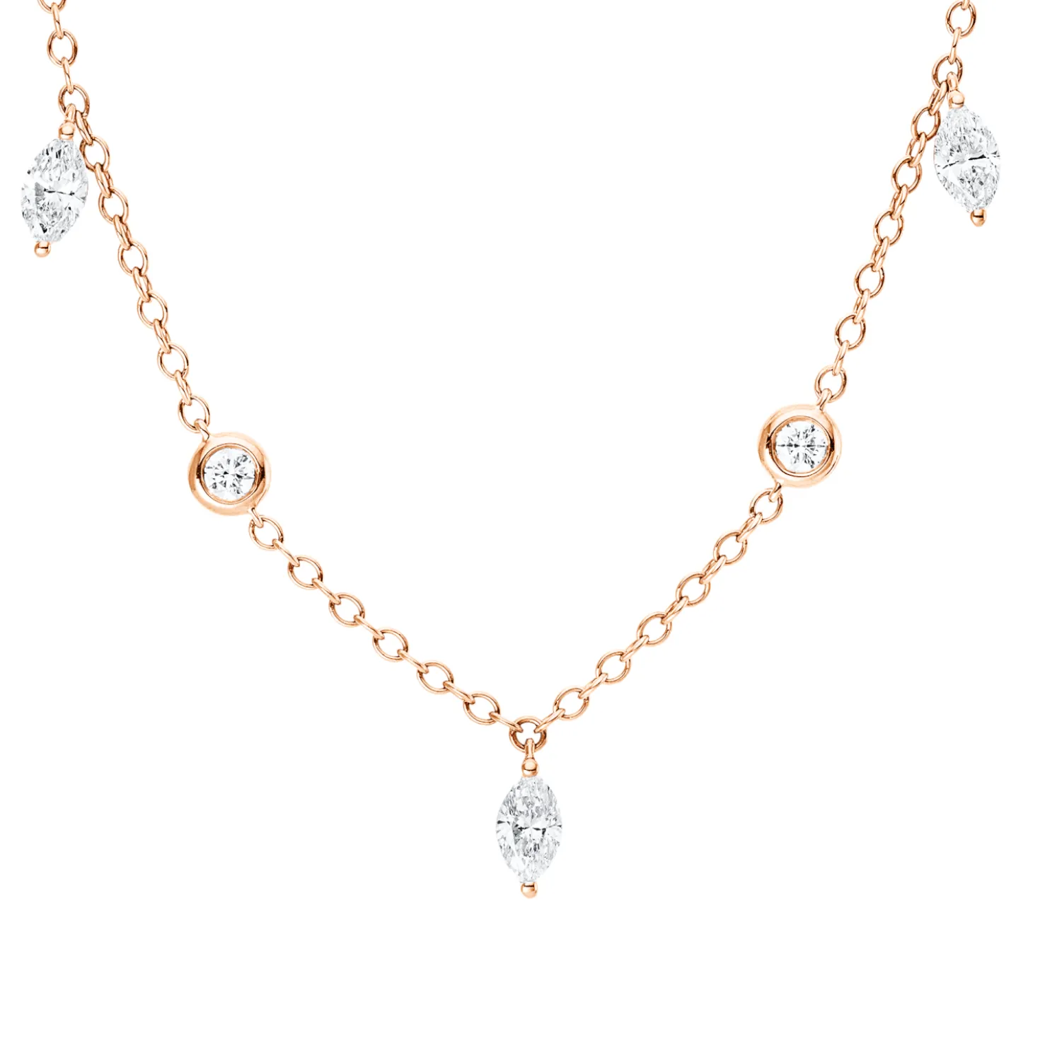 Collier aus 750 Gold Rotgold 11 Diamanten 1,19ct L:40,6cm