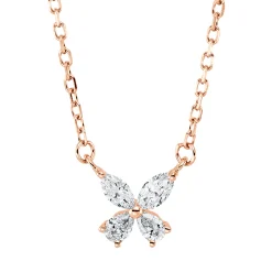 Collier aus 750 Gold Rotgold 4 Diamanten 0,17ct TW-VSI L:45,7cm
