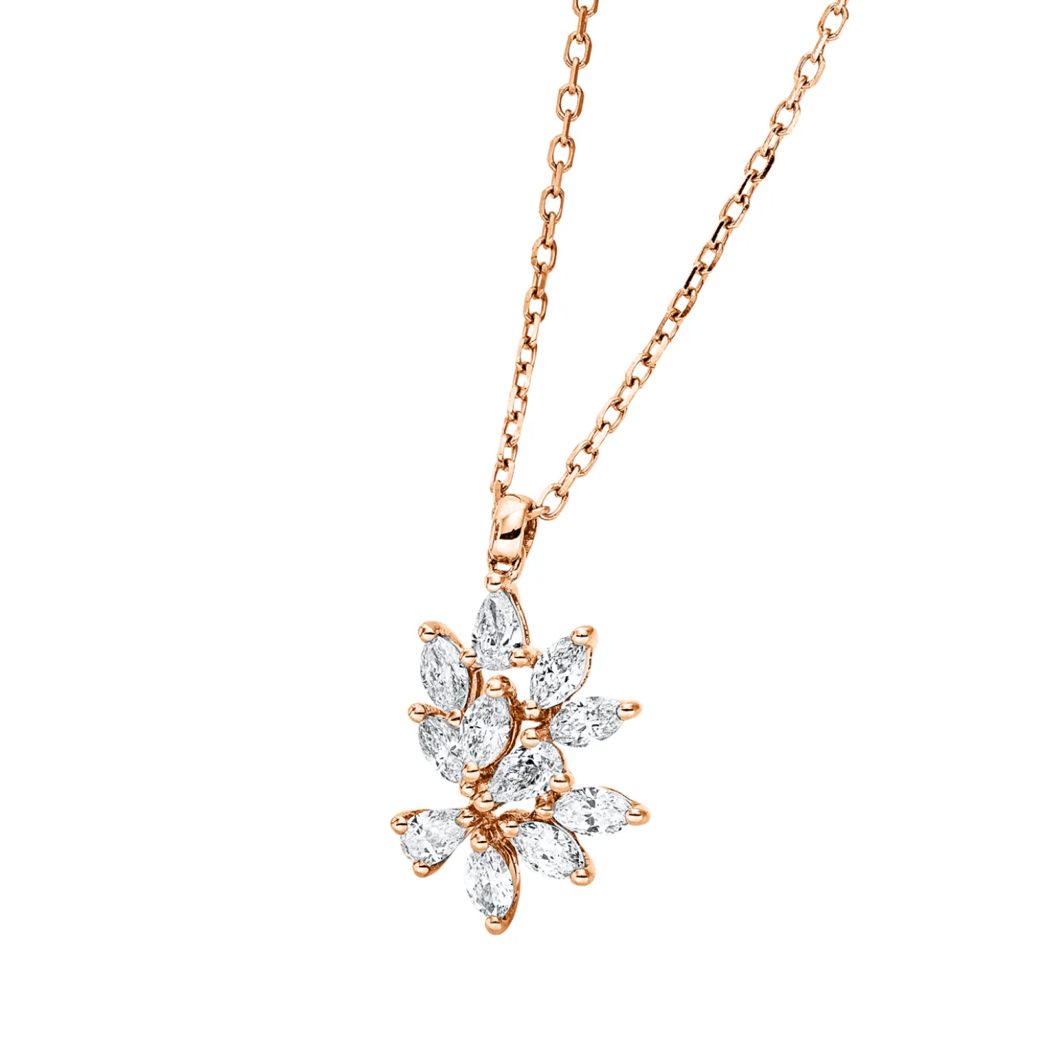 Collier aus 750 Gold Rotgold 11 Diamanten 0,38ct TW-VSI L:45,7cm