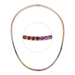 Collier aus 750 Gold Rotgold 147 Saphire 16,06ct mehrfarbig L:45cm