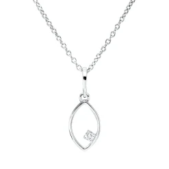 Collier aus 750 Gold Weißgold Brillant 0,02ct TW-SI L:45cm 4er-Krappe