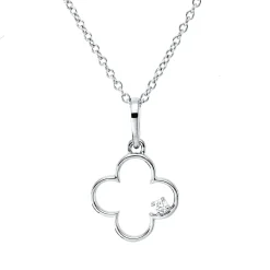 Collier aus 750 Gold Weißgold Brillant 0,02ct TW-SI L:45cm 4er-Krappe