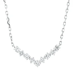 Collier aus 750 Gold Weißgold 9 Brillanten 0,36ct TW-PI L:45,7cm