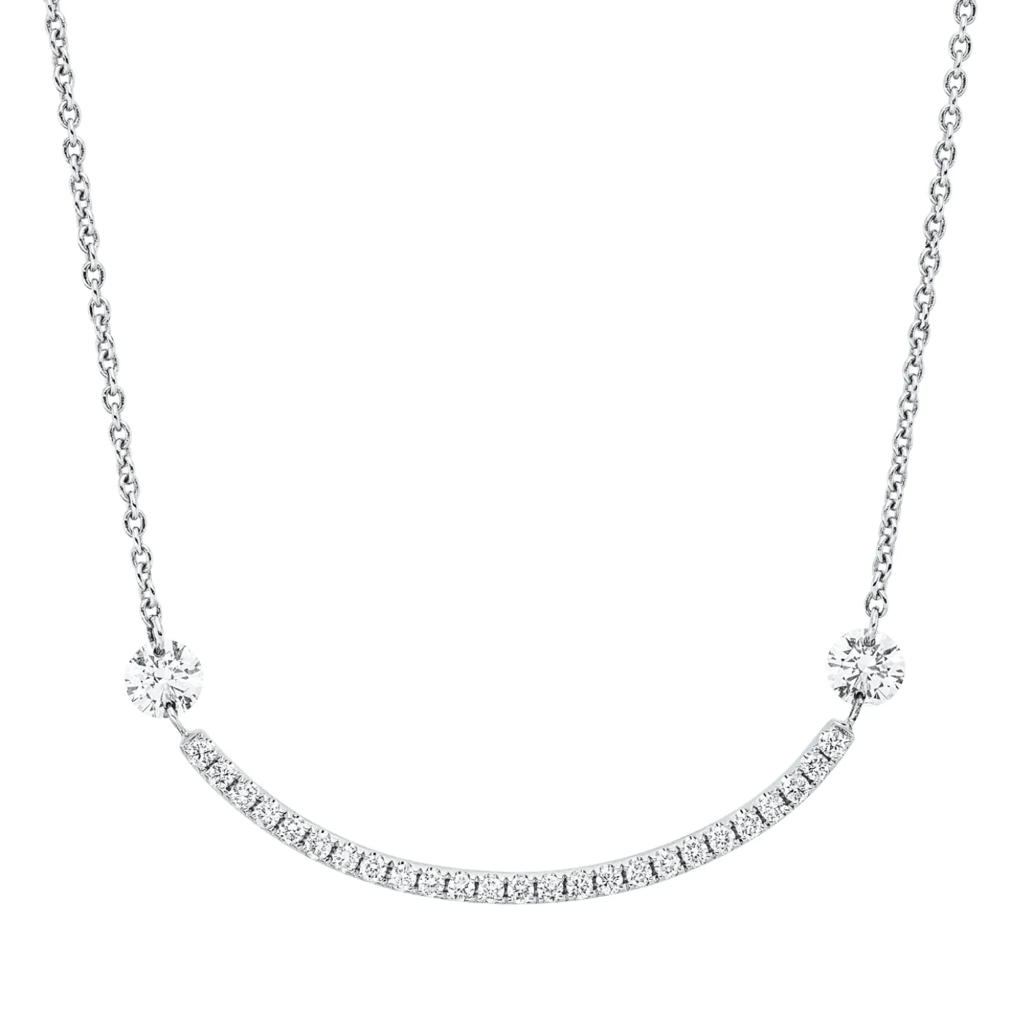 Collier aus 750 Gold Weißgold 27 Brillanten 0,48ct TW-SI L:44,5cm