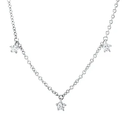 Collier aus 585 Gold Weißgold 9 Brillanten 0,46ct TW-SI L:45,7cm