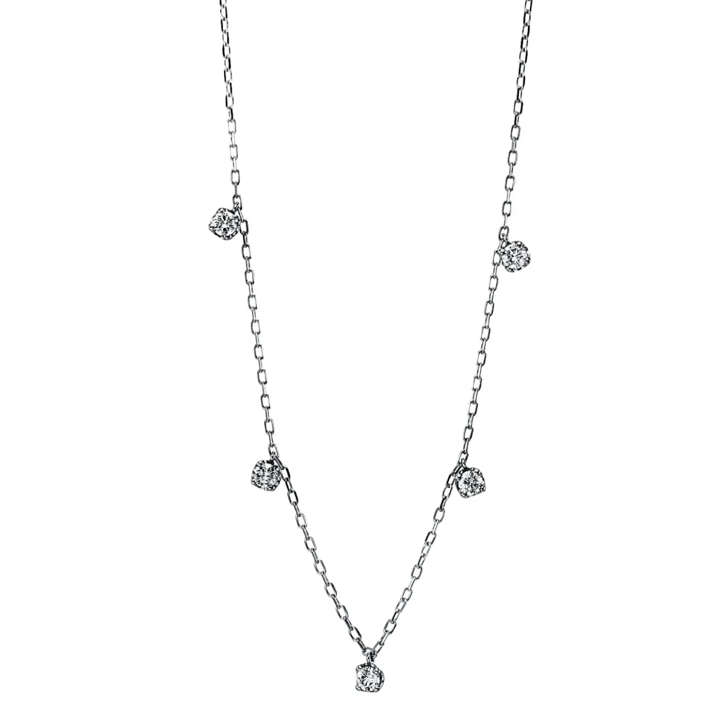 Collier aus 750 Gold Weißgold 5 Brillanten 0,37ct TW-SI L:40,6cm
