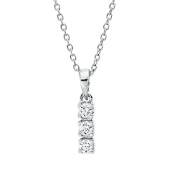 Collier aus 750 Gold Weißgold 3 Brillanten 0,11ct TW-SI L:45cm