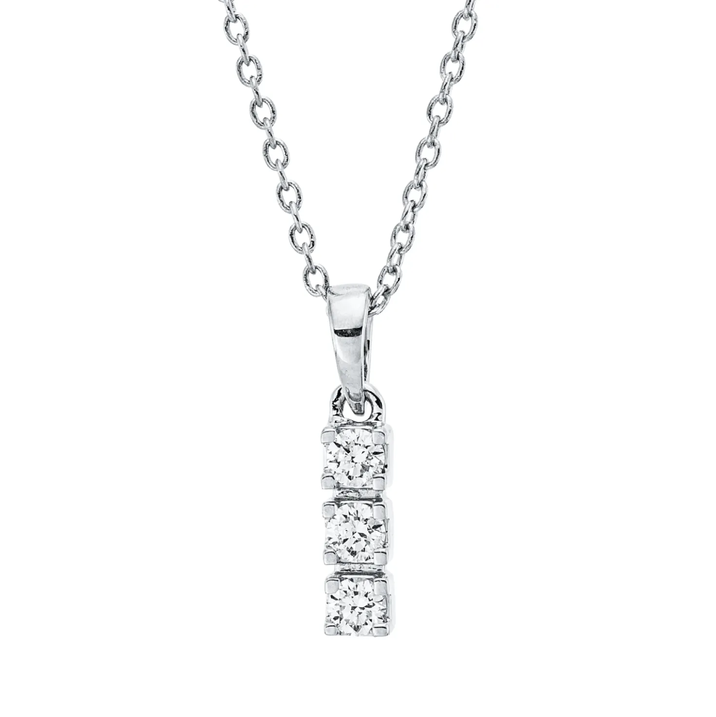 Collier aus 750 Gold Weißgold 3 Brillanten 0,11ct TW-SI L:45cm