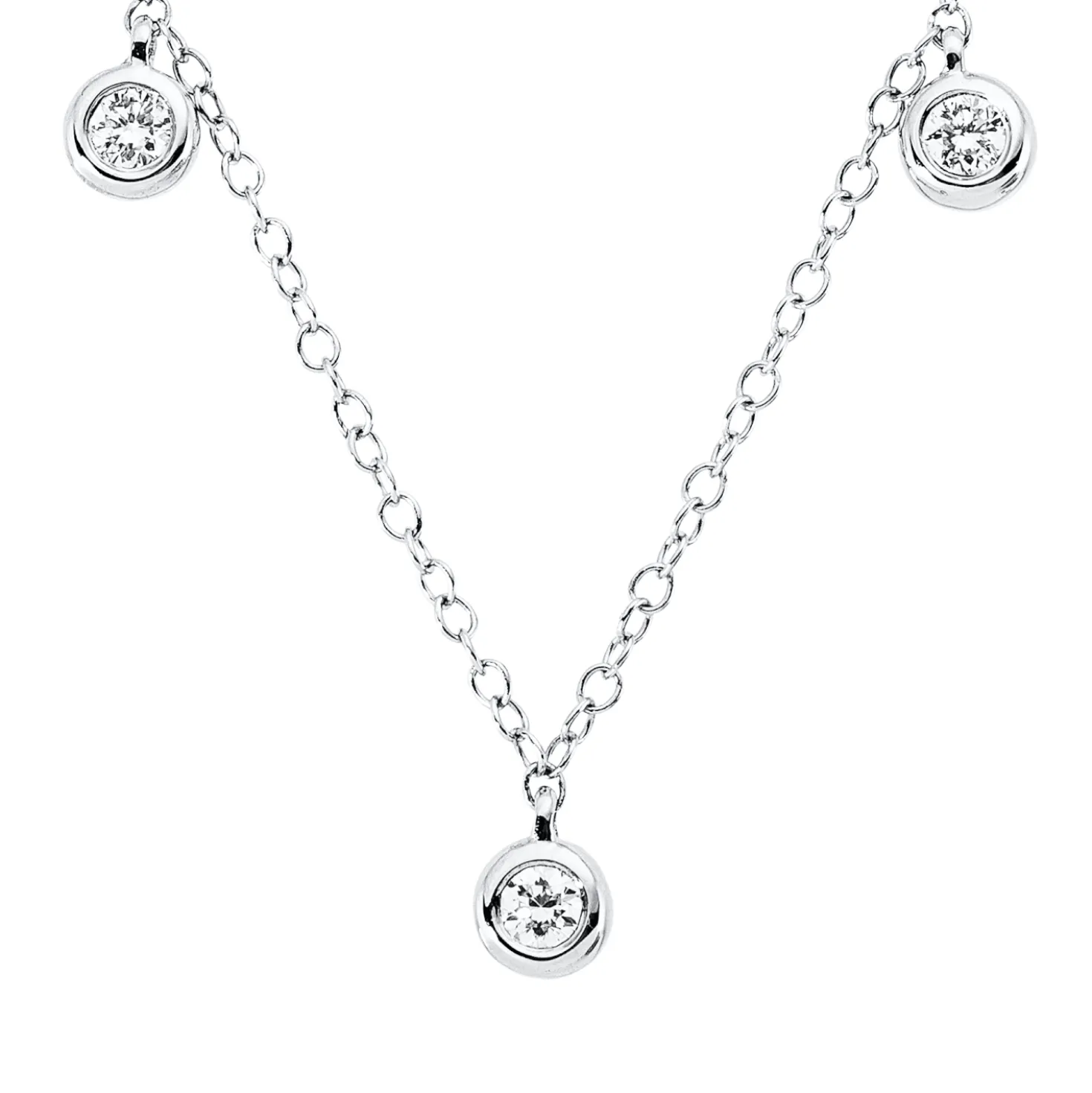Collier aus 750 Gold Weißgold 3 Brillanten 0,09ct TW-SI L:43,2cm