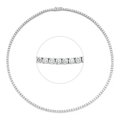 Collier aus 750 Gold Weißgold 145 Brillanten 10,64ct TW-SI L:42cm 4er-Krappe