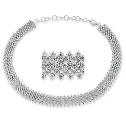 Collier aus 750 Gold Weißgold 515 Brillanten 14,04ct TW-SI L:42mm