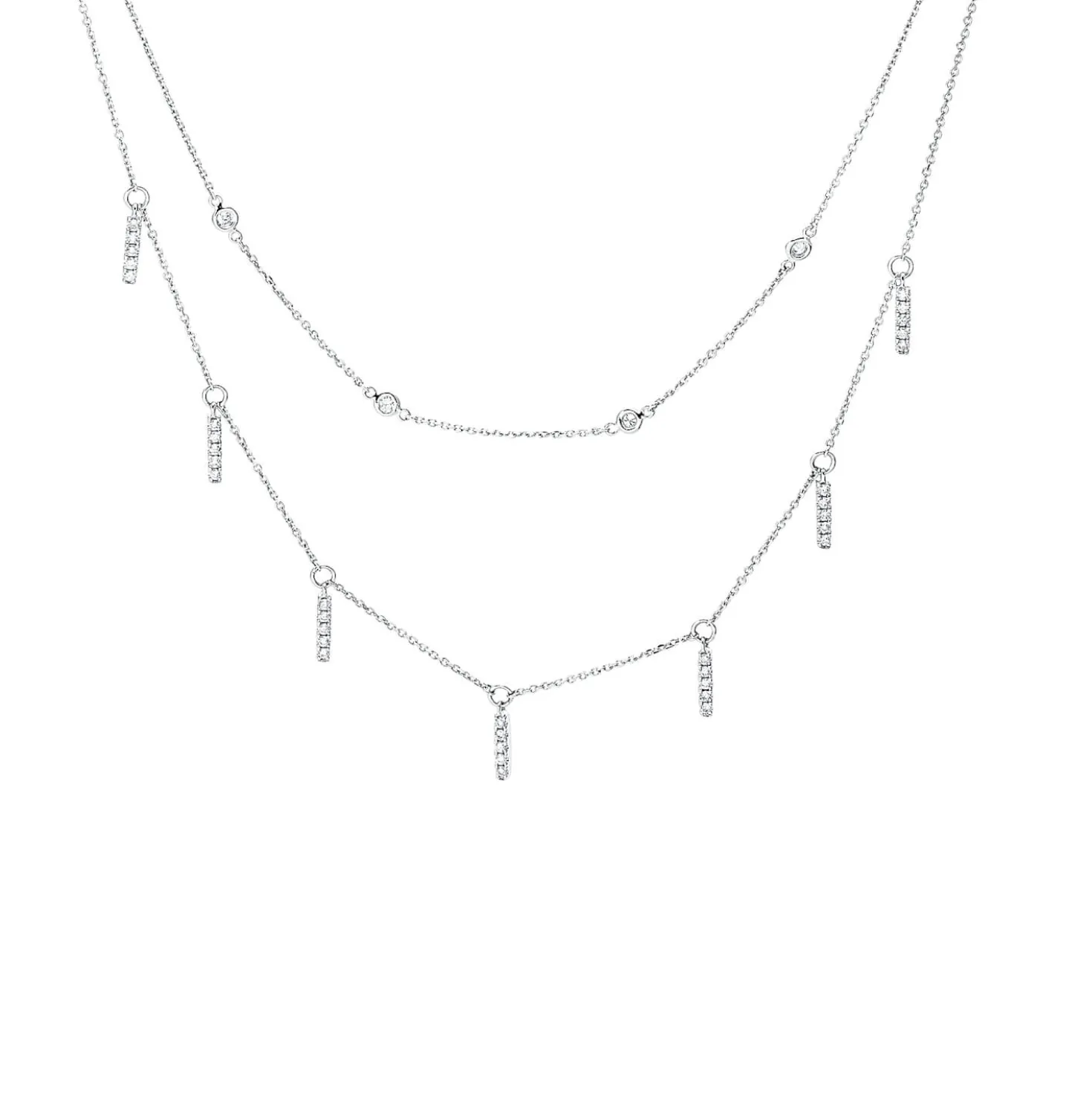 Collier aus 750 Gold Weißgold 39 Brillanten 0,3ct W-SI L:45cm