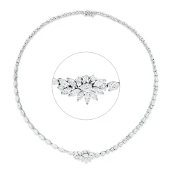 Collier aus 750 Gold Weißgold 72 Diamanten 10,23ct F-SI L:42cm