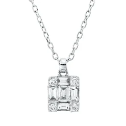 Collier aus 750 Gold Weißgold 9 Diamanten 0,23ct L:45,7cm