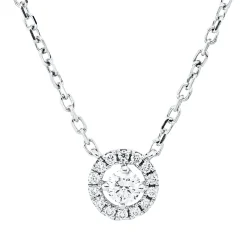 Collier aus 750 Gold Weißgold 15 Diamanten 0,19ct L:45cm