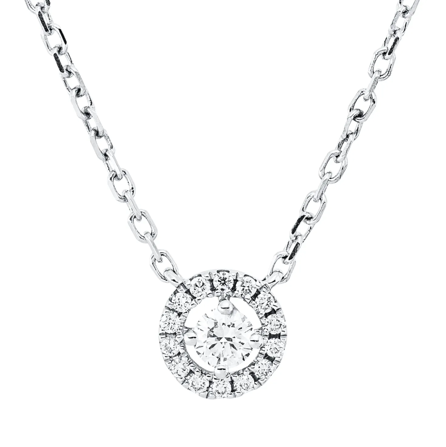 Collier aus 750 Gold Weißgold 15 Diamanten 0,19ct L:45cm