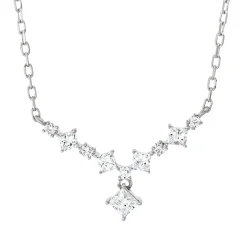 Collier aus 750 Gold Weißgold 10 Diamanten 0,38ct L:45,7cm