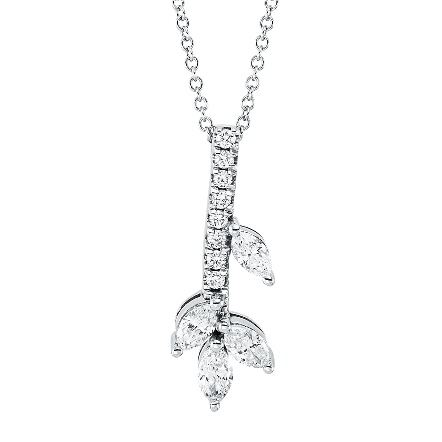 Collier aus 750 Gold Weißgold 12 Diamanten 0,33ct L:45,7cm