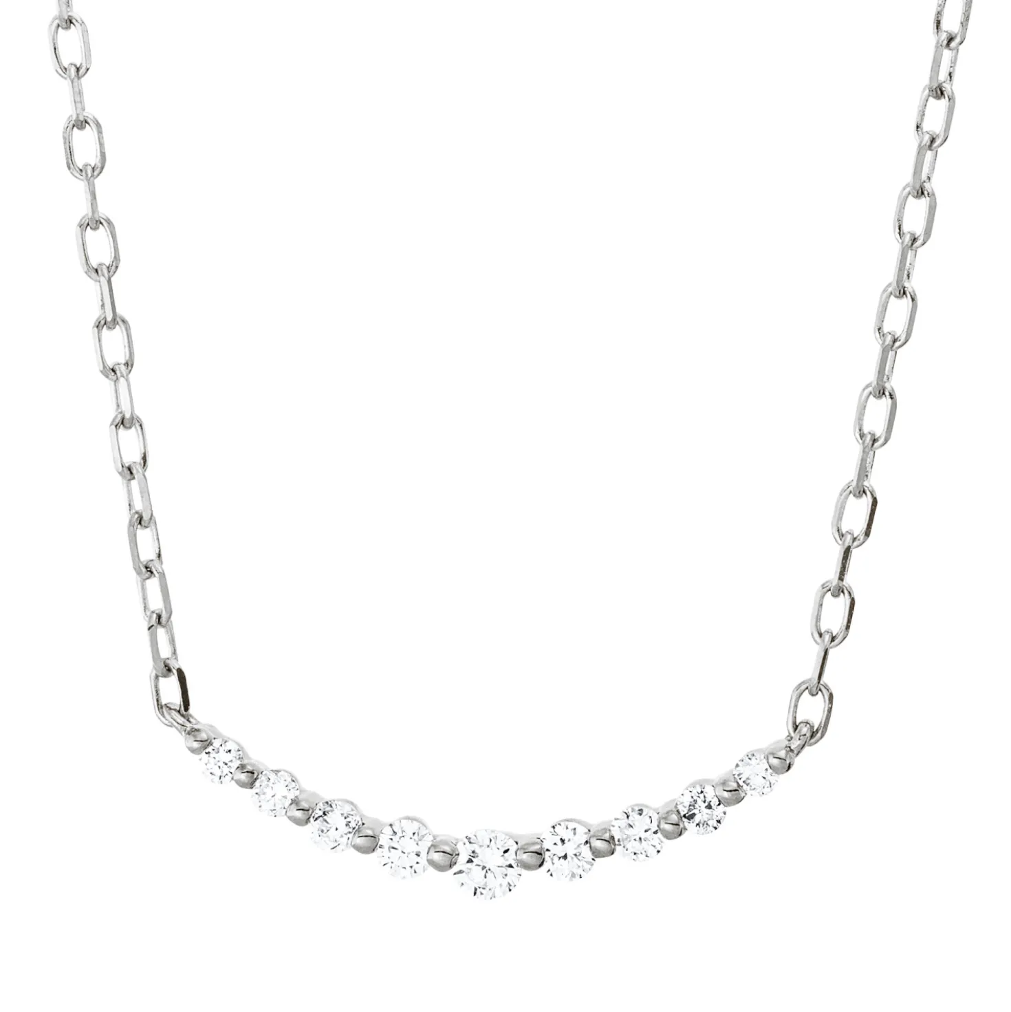 Collier aus 750 Gold Weißgold 9 Diamanten 0,16ct TW-PI L:45,7cm