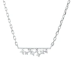 Collier aus 750 Gold Weißgold 8 Diamanten 0,11ct TW-PI L:45,7cm