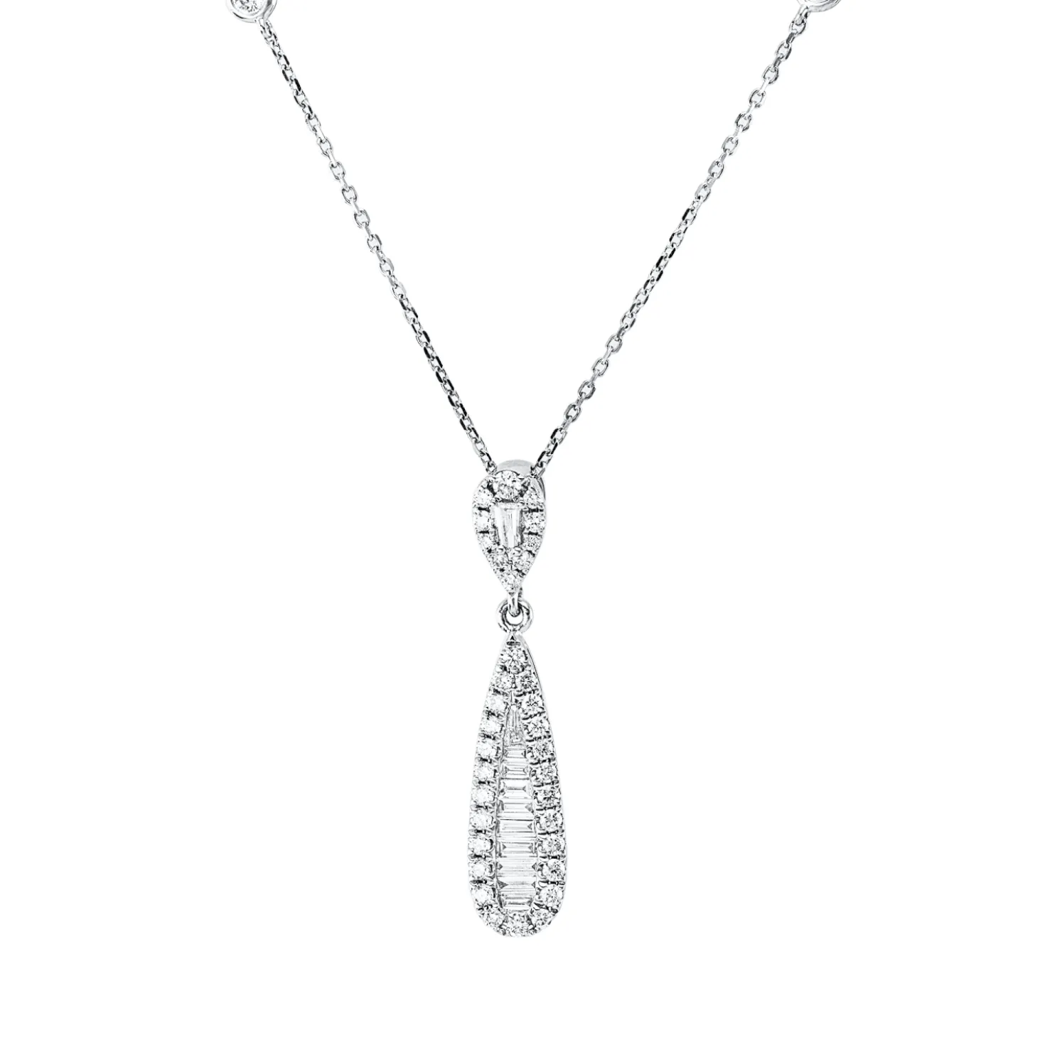 Collier aus 750 Gold Weißgold 47 Diamanten 0,48ct TW-SI L:45cm