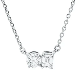 Collier aus 750 Gold Weißgold 2 Diamanten 0,28ct TW-SI L:45cm