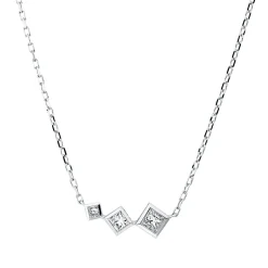 Collier aus 750 Gold Weißgold 3 Diamanten 0,3ct TW-SI L:45,7cm