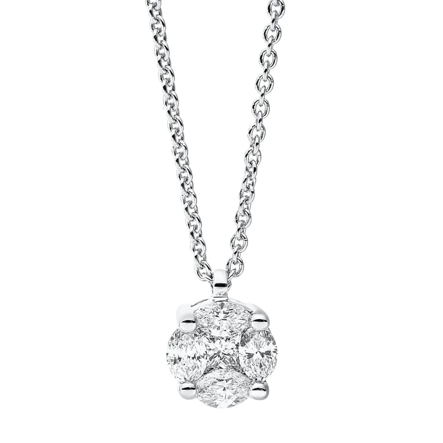 Collier aus 750 Gold Weißgold 5 Diamanten 0,23ct TW-SI L:45cm