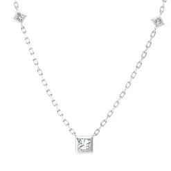 Collier aus 750 Gold Weißgold 3 Diamanten 0,25ct TW-SI L:45,7cm